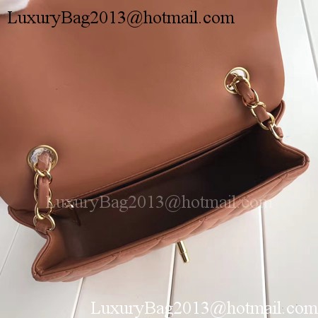 Chanel mini Classic Flap Bag Brown Original Sheepskin Leather A1116 Gold Chanel mini Classic Flap Bag Brown Original Sheepskin Leather A1116 Gold