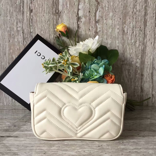 Gucci GG Marmont Nano Shoulder Bag 476433A White Gucci GG Marmont Nano Shoulder Bag 476433A White