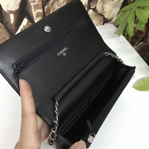 Chanel Classic Flap Bags Black Original Sheepskin Leather 33815 Silver Chanel Classic Flap Bags Black Original Sheepskin Leather 33815 Silver