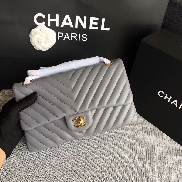 Chanel Flap Shoulder Bags Grey Original Sheepskin CF1112 Gold Chanel Flap Shoulder Bags Grey Original Sheepskin CF1112 Gold
