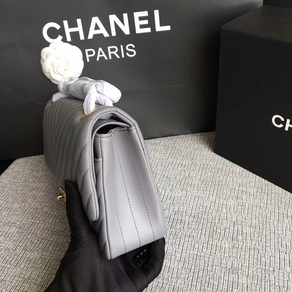 Chanel Flap Shoulder Bags Grey Original Sheepskin CF1112 Gold Chanel Flap Shoulder Bags Grey Original Sheepskin CF1112 Gold