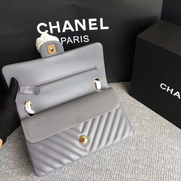 Chanel Flap Shoulder Bags Grey Original Sheepskin CF1112 Gold Chanel Flap Shoulder Bags Grey Original Sheepskin CF1112 Gold