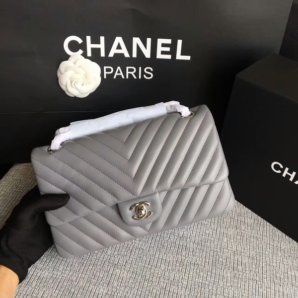 Chanel Flap Shoulder Bags Grey Original Sheepskin CF1112 Silver Chanel Flap Shoulder Bags Grey Original Sheepskin CF1112 Silver
