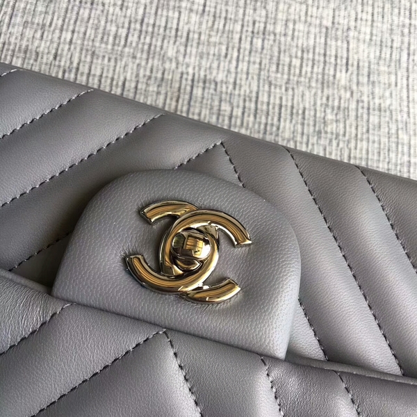 Chanel Flap Shoulder Bags Grey Original Sheepskin CF1112 Silver Chanel Flap Shoulder Bags Grey Original Sheepskin CF1112 Silver
