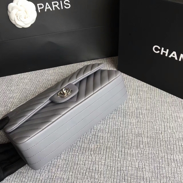 Chanel Flap Shoulder Bags Grey Original Sheepskin CF1112 Silver Chanel Flap Shoulder Bags Grey Original Sheepskin CF1112 Silver