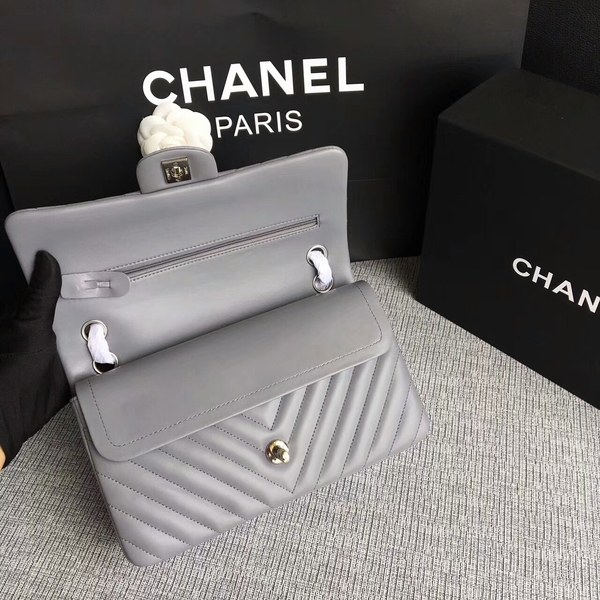 Chanel Flap Shoulder Bags Grey Original Sheepskin CF1112 Silver Chanel Flap Shoulder Bags Grey Original Sheepskin CF1112 Silver