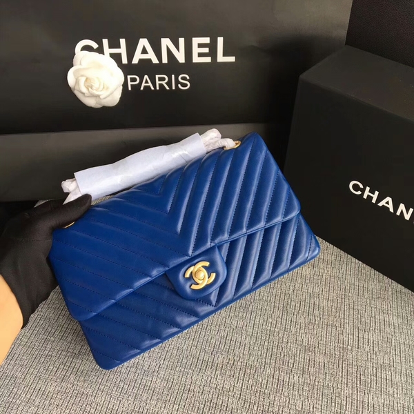 Chanel Flap Shoulder Bags Blue Original Sheepskin CF1112 Gold Chanel Flap Shoulder Bags Blue Original Sheepskin CF1112 Gold