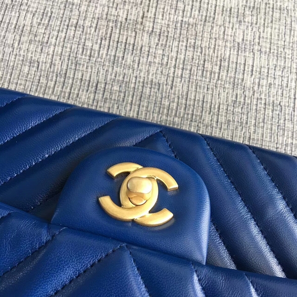 Chanel Flap Shoulder Bags Blue Original Sheepskin CF1112 Gold Chanel Flap Shoulder Bags Blue Original Sheepskin CF1112 Gold