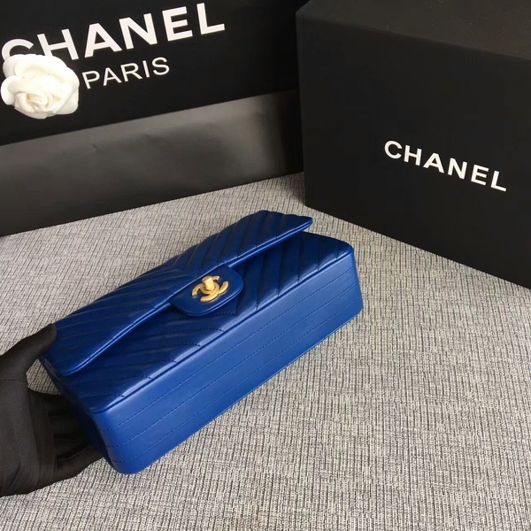 Chanel Flap Shoulder Bags Blue Original Sheepskin CF1112 Gold Chanel Flap Shoulder Bags Blue Original Sheepskin CF1112 Gold