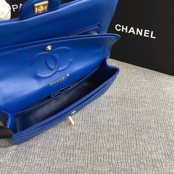 Chanel Flap Shoulder Bags Blue Original Sheepskin CF1112 Gold Chanel Flap Shoulder Bags Blue Original Sheepskin CF1112 Gold