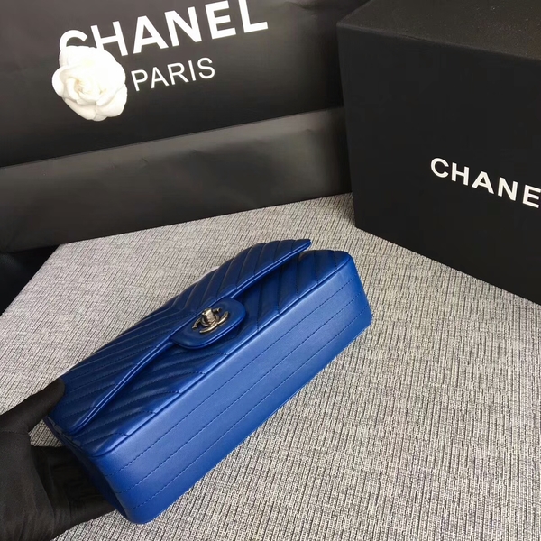 Chanel Flap Shoulder Bags Blue Original Sheepskin CF1112 Silver Chanel Flap Shoulder Bags Blue Original Sheepskin CF1112 Silver