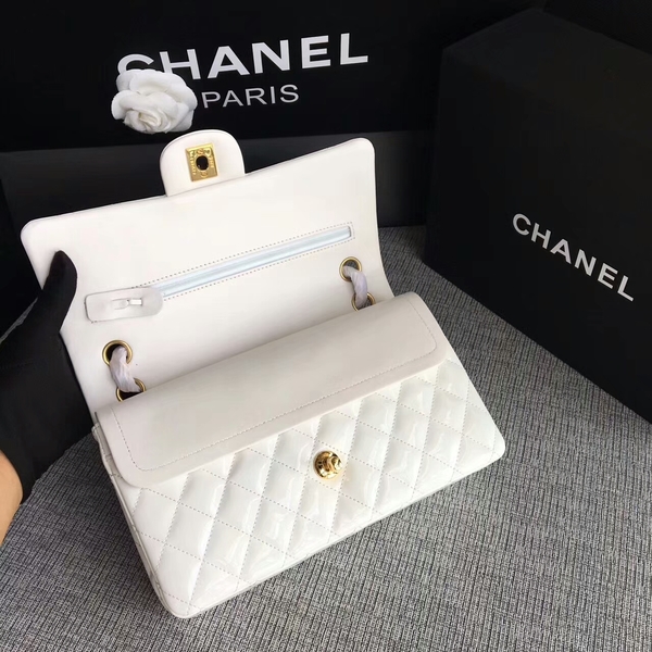 Chanel Flap Shoulder Bags White Original Patent Leather CF1112 Gold Chanel Flap Shoulder Bags White Original Patent Leather CF1112 Gold