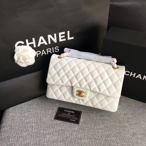 Chanel Flap Shoulder Bags White Original Patent Leather CF1112 Gold Chanel Flap Shoulder Bags White Original Patent Leather CF1112 Gold