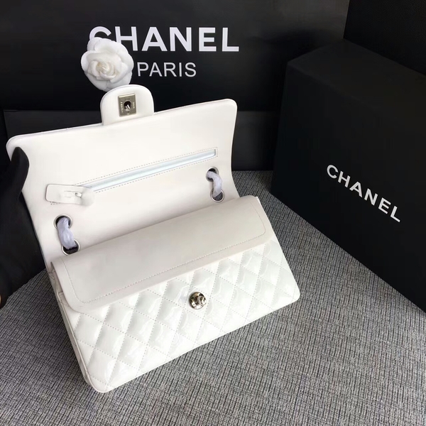 Chanel Flap Shoulder Bags White Original Patent Leather CF1112 Silver Chanel Flap Shoulder Bags White Original Patent Leather CF1112 Silver