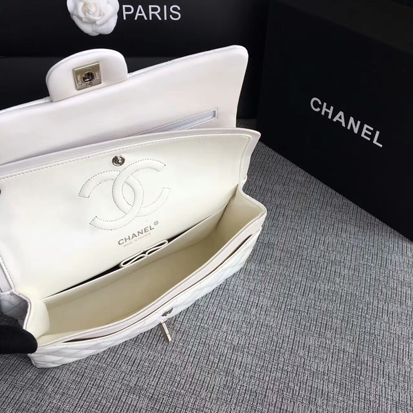 Chanel Flap Shoulder Bags White Original Patent Leather CF1112 Silver Chanel Flap Shoulder Bags White Original Patent Leather CF1112 Silver