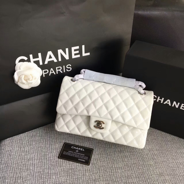 Chanel Flap Shoulder Bags White Original Patent Leather CF1112 Silver Chanel Flap Shoulder Bags White Original Patent Leather CF1112 Silver
