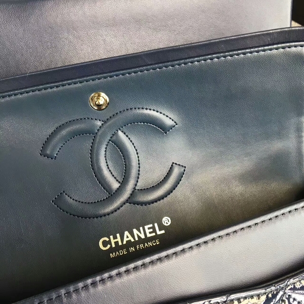 Chanel Flap Shoulder Bags Dark Blue Original Patent Leather CF1112 Silver Chanel Flap Shoulder Bags Dark Blue Original Patent Leather CF1112 Silver
