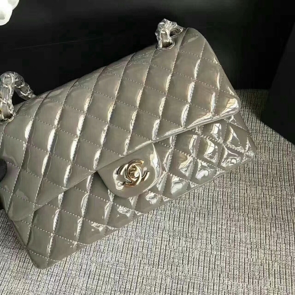 Chanel Flap Shoulder Bags Grey Original Patent Leather CF1112 Silver Chanel Flap Shoulder Bags Grey Original Patent Leather CF1112 Silver
