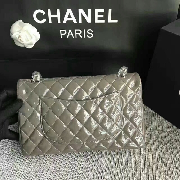 Chanel Flap Shoulder Bags Grey Original Patent Leather CF1112 Silver Chanel Flap Shoulder Bags Grey Original Patent Leather CF1112 Silver