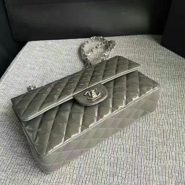 Chanel Flap Shoulder Bags Grey Original Patent Leather CF1112 Silver Chanel Flap Shoulder Bags Grey Original Patent Leather CF1112 Silver