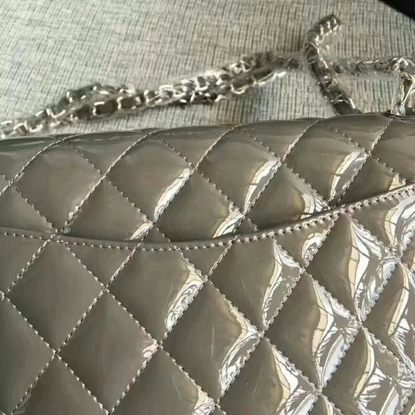 Chanel Flap Shoulder Bags Grey Original Patent Leather CF1112 Silver Chanel Flap Shoulder Bags Grey Original Patent Leather CF1112 Silver