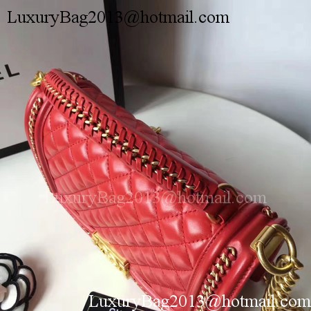 Boy Chanel Top Handle Flap Bag Original Sheepskin Leather A94804 Red Boy Chanel Top Handle Flap Bag Original Sheepskin Leather A94804 Red