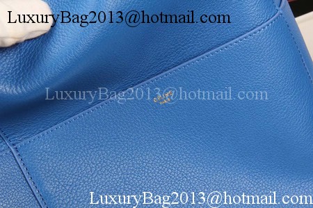 CELINE Sangle Seau Bag in Litchi Leather C3371 Blue CELINE Sangle Seau Bag in Litchi Leather C3371 Blue