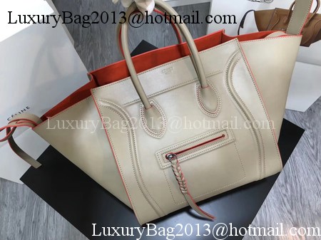 Celine Luggage Phantom Tote Bag Calfskin Leather CT3372 Grey&Orange Celine Luggage Phantom Tote Bag Calfskin Leather CT3372 Grey&Orange