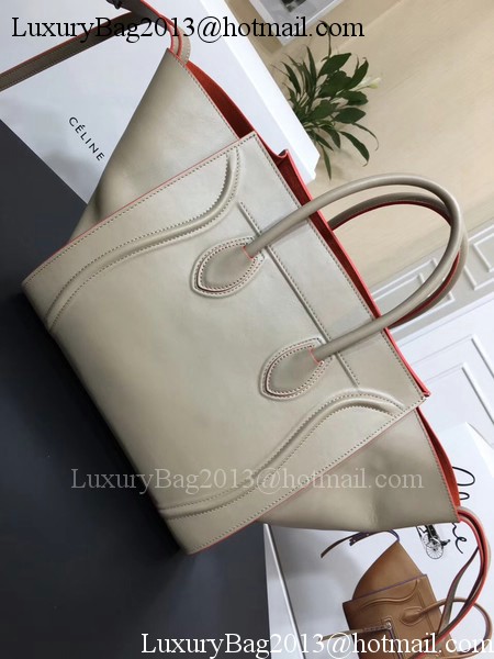 Celine Luggage Phantom Tote Bag Calfskin Leather CT3372 Grey&Orange Celine Luggage Phantom Tote Bag Calfskin Leather CT3372 Grey&Orange
