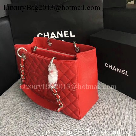 Chanel LE Boy Grand Shopping Tote Bag GST Red Cannage Pattern A50995 Silver Chanel LE Boy Grand Shopping Tote Bag GST Red Cannage Pattern A50995 Silver