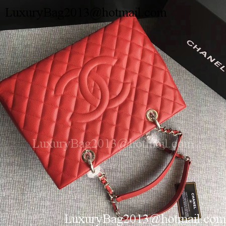 Chanel LE Boy Grand Shopping Tote Bag GST Red Cannage Pattern A50995 Silver Chanel LE Boy Grand Shopping Tote Bag GST Red Cannage Pattern A50995 Silver