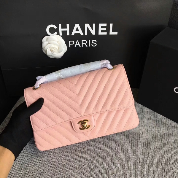 Chanel Flap Shoulder Bags Pink Original Calfskin Leather CF1112 Gold Chanel Flap Shoulder Bags Pink Original Calfskin Leather CF1112 Gold