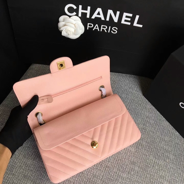 Chanel Flap Shoulder Bags Pink Original Calfskin Leather CF1112 Gold Chanel Flap Shoulder Bags Pink Original Calfskin Leather CF1112 Gold