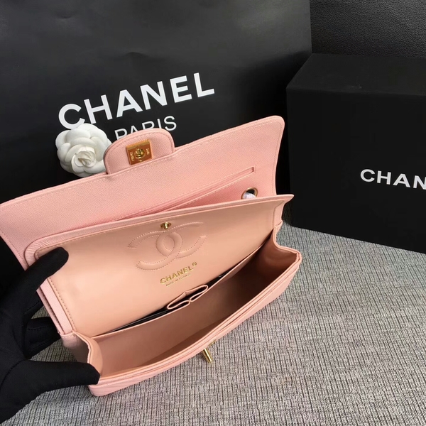 Chanel Flap Shoulder Bags Pink Original Calfskin Leather CF1112 Gold Chanel Flap Shoulder Bags Pink Original Calfskin Leather CF1112 Gold