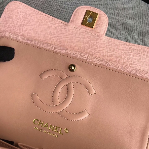 Chanel Flap Shoulder Bags Pink Original Calfskin Leather CF1112 Gold Chanel Flap Shoulder Bags Pink Original Calfskin Leather CF1112 Gold