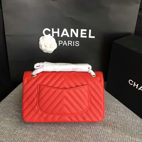 Chanel Flap Shoulder Bags Red Original Calfskin Leather CF1112 Gold Chanel Flap Shoulder Bags Red Original Calfskin Leather CF1112 Gold