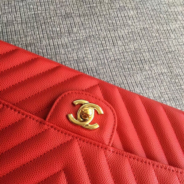 Chanel Flap Shoulder Bags Red Original Calfskin Leather CF1112 Gold Chanel Flap Shoulder Bags Red Original Calfskin Leather CF1112 Gold