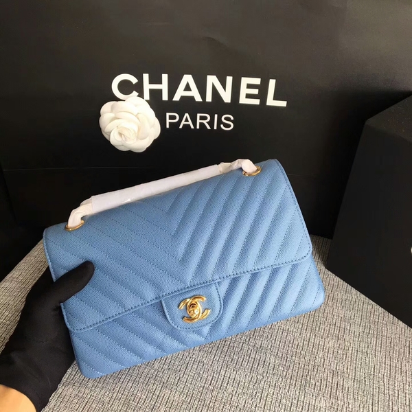 Chanel Flap Shoulder Bags Skyblue Original Calfskin Leather CF1112 Gold Chanel Flap Shoulder Bags Skyblue Original Calfskin Leather CF1112 Gold