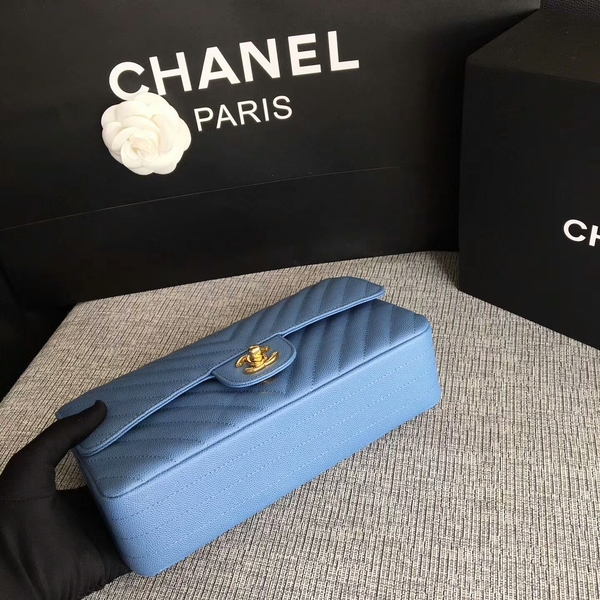 Chanel Flap Shoulder Bags Skyblue Original Calfskin Leather CF1112 Gold Chanel Flap Shoulder Bags Skyblue Original Calfskin Leather CF1112 Gold