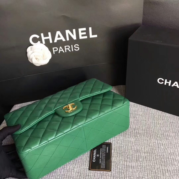 Chanel Flap Shoulder Bags Green Original Lambskin Leather CF1113 Glod Chanel Flap Shoulder Bags Green Original Lambskin Leather CF1113 Glod
