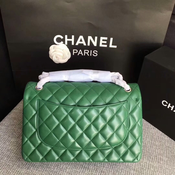 Chanel Flap Shoulder Bags Green Original Lambskin Leather CF1113 Silver Chanel Flap Shoulder Bags Green Original Lambskin Leather CF1113 Silver