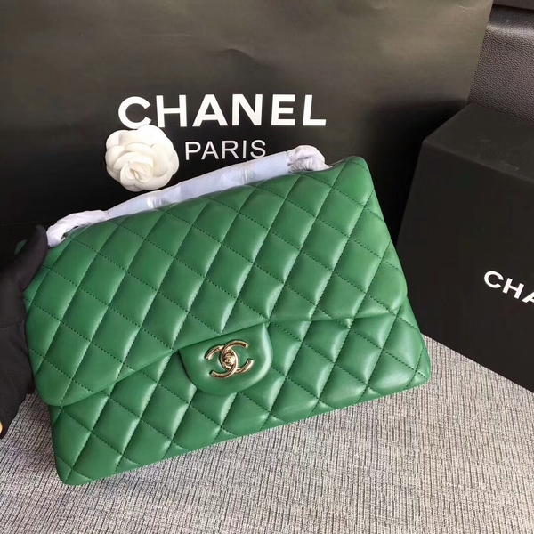Chanel Flap Shoulder Bags Green Original Lambskin Leather CF1113 Silver Chanel Flap Shoulder Bags Green Original Lambskin Leather CF1113 Silver