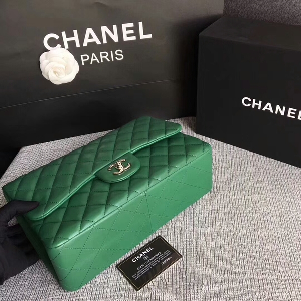 Chanel Flap Shoulder Bags Green Original Lambskin Leather CF1113 Silver Chanel Flap Shoulder Bags Green Original Lambskin Leather CF1113 Silver