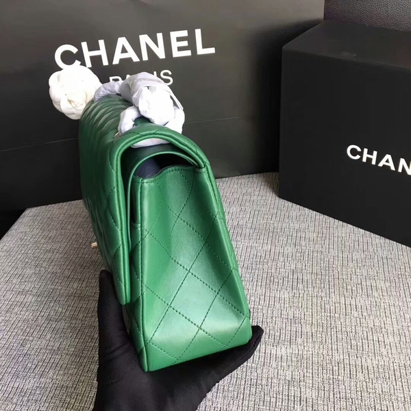 Chanel Flap Shoulder Bags Green Original Lambskin Leather CF1113 Silver Chanel Flap Shoulder Bags Green Original Lambskin Leather CF1113 Silver
