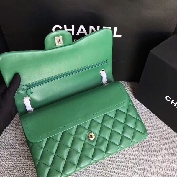 Chanel Flap Shoulder Bags Green Original Lambskin Leather CF1113 Silver Chanel Flap Shoulder Bags Green Original Lambskin Leather CF1113 Silver