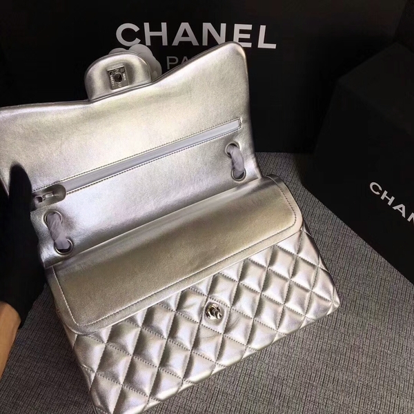 Chanel Flap Shoulder Bags Original Lambskin Leather CF1113 Silver Chanel Flap Shoulder Bags Original Lambskin Leather CF1113 Silver