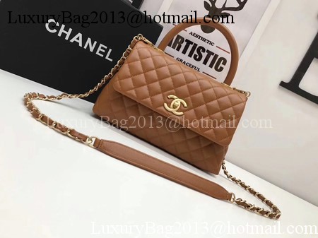 Chanel Classic Top Handle Bag Brown Original Leather A92991 Gold Chanel Classic Top Handle Bag Brown Original Leather A92991 Gold