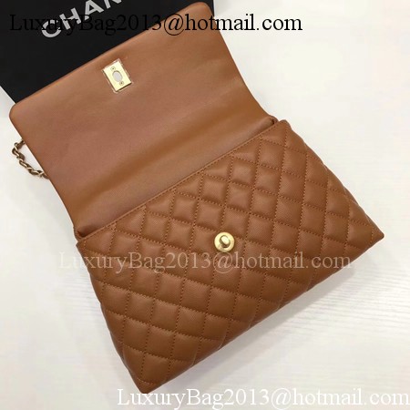 Chanel Classic Top Handle Bag Brown Original Leather A92991 Gold Chanel Classic Top Handle Bag Brown Original Leather A92991 Gold