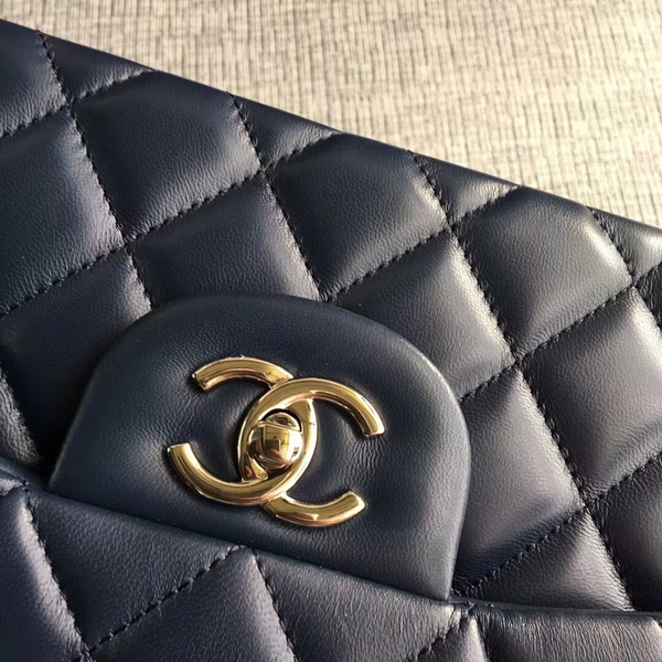 Chanel Flap Shoulder Bags Dark Blue Original Lambskin Leather CF1113 Silver Chanel Flap Shoulder Bags Dark Blue Original Lambskin Leather CF1113 Silver