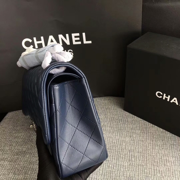 Chanel Flap Shoulder Bags Dark Blue Original Lambskin Leather CF1113 Silver Chanel Flap Shoulder Bags Dark Blue Original Lambskin Leather CF1113 Silver